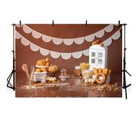 AIBIIN Fondo de fotografía de cocina, dona, pan, harina, pasta, chocolate, telón de fondo para recién nacidos, baby shower, accesorios para fotos, 2,1 x 1,5 m