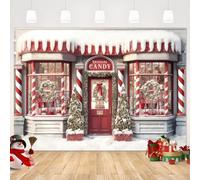 AIBIIN Fondo de fotografía de Navidad de 7 x 5 pies, tienda de regalos de caramelos, campo de nieve, árbol de Navidad, telón de fondo, festival de invierno, retrato familiar, accesorios para fotos