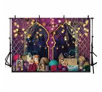 AIBIIN Fondo de fotografía de noches marroquíes árabes de la India, estrella dorada, decoración de palacio, decoración mágica de genio, fondo de fiesta Diwali, accesorios para cabina de fotos, 7 x 5