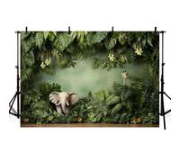 AIBIIN Fondo de fotografía de selva tropical, recién nacido, baby shower, salvaje, fiesta de cumpleaños, telón de fondo de hojas de palma verde, flores tropicales, accesorios para fotos, 2.1 x 1.5 m