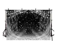AIBIIN Fondo de fotografía negro y plateado de 7 x 5 pies, lentejuelas brillantes plateadas, decoración de fiesta de cumpleaños, telón de fondo de boda, recién nacido, accesorio de estudio