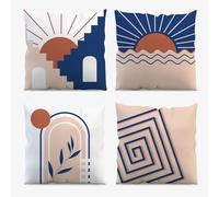 AIBIIN Fundas de Cojín Bohemio 45 x 45 cm Juego de 4 Fundas de Cojín Minimalismo Moderno Patrones Estilo Boho Terciopelo Super Suave para Decoración de Sofá Sofá Oficina Dormitorio