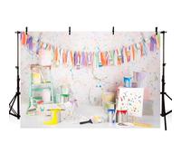 AIBIIN Let's Paint - Fondo de fotografía para niños, fiesta de cumpleaños, decoración de retratos para niños, decoración de retratos, telón de fondo para niños y niñas, accesorios para fotos, 7 x 5