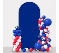 AIBIIN Telón de fondo azul real con forma de arco de 3.3 x 7 pies, cubierta superior redonda, soporte de ajuste de 2 lados para boda, ceremonia, fiesta de cumpleaños, baby shower, decoración de