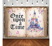 AIBIIN Telón de fondo de 7 x 5 pies Once Upon a Time, libros de cuento de hadas, castillo, rosa, floral, princesa, historia romántica, libro de apertura, fondo de fotos, boda, baby shower, fiesta de