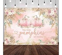 AIBIIN Telón de fondo de calabaza de 7 x 5 pies para niñas, otoño y otoño, dos calabazas rosas, floral, primer cumpleaños, fondo de fotografía, gemelas, princesa, decoración de fiesta de cumpleaños,