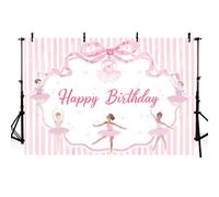 AIBIIN Telón de fondo de cumpleaños de bailarina, lazo rosa, decoración de fiesta de ballet, 2.1 x 1.5 m