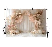 AIBIIN Telón de fondo de fotografía floral con lazo rosa, fondo de cortina de flores para niñas, fiesta de cumpleaños, boda, maternidad, retrato, decoración, accesorios para fotos