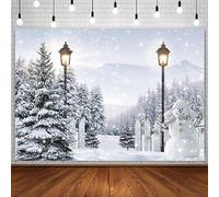 AIBIIN Telón de fondo de Navidad de 7 x 5 pies para fotografía, escena de invierno, país de las maravillas, decoración de fiesta con purpurina, bosque nevado, pino, muñeco de nieve, fondo de Navidad,