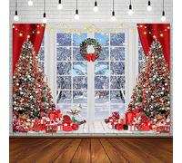 AIBIIN Telón de fondo de Navidad de invierno de 7 x 5 pies, fondo de ventana de escena de nieve para fotografía, árbol de Navidad, regalo de Feliz Navidad, pancarta del país de las maravillas,