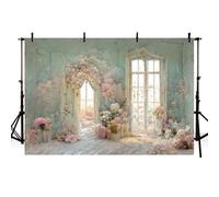 AIBIIN Telón de fondo de pintura al óleo de 2,1 x 1,5 m, diseño vintage de flores, arco de ventana, fondo de fotografía verde, para niñas, cumpleaños, despedida de soltera, boda, fiesta, retrato,