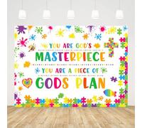 AIBIIN Telón de fondo de plan de dioses cristianos de 7 x 5 pies con texto en inglés "You are God's Masterpiece You are God's Plan", decoración de escuela dominical para aula, pancarta religiosa,
