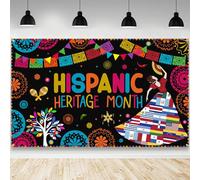 AIBIIN Telón de fondo del mes de la herencia hispana, decoración de celebración latinoamericana, aula española, decoración del mes de la herencia hispana nacional, decoración para el aula, hogar, 70.8
