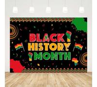 AIBIIN Telón de fondo negro del mes de la historia de 7 x 5 pies, Pancarta para decoración de interiores y exteriores, fondo de pared para fotos