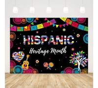 AIBIIN Telón de fondo para celebrar el mes de la herencia hispana de 7 x 5 pies para fotografía, decoración colorida del mes de la herencia hispana, fondo de decoración del mes de la herencia Aapi,