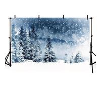 AIBIIN - Telón de fondo para fotografía de paisaje invernal de bosque, nieve, pino, decoración de Navidad, fiesta navideña, papel pintado, suministros fotográficos, 2,2 m x 1,5 m