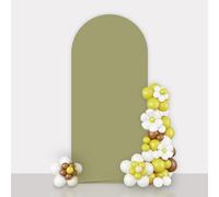 AIBIIN - Telón de fondo verde salvia para arco de 0,8 x 1,8 m, parte superior redonda, doble cara, para decoración de ceremonia de boda, fiesta de cumpleaños, fiesta del bebé, banquetes