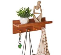 Aibiju Perchero Pared Madera, Gancho de pared con Estantede Entrada de 40 cm, Ganchos de Madera Maciza, para Baño, Cocina, color Madera de Cerezo YD-WS0240C