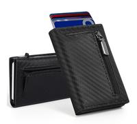 Aibirui Cartera ultrafina para hombre, fibra de carbono y aluminio, diseño triple emergente con protección RFID, 7 ranuras para tarjetas, monedero y compartimento para tarjetas de identificación para