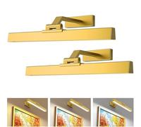 AIBOO Juego de 2 lámparas LED inalámbricas para imágenes, 40 cm, iluminación de imagen con mando a distancia, imán regulable para interior, sin conexión de alimentación, iluminación con temporizador