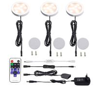 AIBOO LED Cocina Regulable Debajo de La Luz del Gabinete con Control Remoto Inalámbrico por RF,Iluminación Empotrada en Gabinete LED,3 Paquetes de Luces LED de 12V6W con Pantalla(Blanco Caliente2700K)