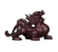 Aibote Estatua de madera de ébano negro natural Pi Yao/Pi Xiu Colección Feng Shui riqueza de madera de la suerte, escultura de madera para el hogar, oficina, decoración de escritorio, regalo