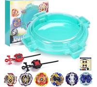 AIBREAY Conjunto de Juego de Top de Batalla, Juego Completo con Estadio, 6 Tops de Batalla y 2 Lanzadores, Juguetes para Niños y Niñas de 6 Años en Adelante (Exclusivo de Amazon) - Verde