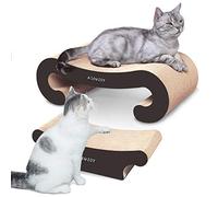 Aibuddy Rascador para gatos, 2 en 1, almohadilla rascadora para gatos con hierba gatera, cartón duradero y construcción (55 x 22 x 19 cm; 44 x 22 x 13,5 cm)