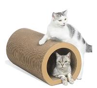 Aibuddy Rascador para gatos, túnel para rascar gatos, cama con hierba gatera, cartón duradero y construcción (50 x 33 x 30,5 cm)