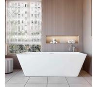 AICA Bañera exenta de acrílico rectangular - 1700x800x580mm - color blanco - incluye manguera + desagüe