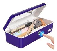 AICase AICase Caja de almacenamiento para huellas digitales biométricas - Portátil - Para dinero, joyas - Cerradura con combinación para coche, casa, oficina, viaje - Tamaño S - Azul