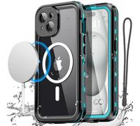 AICase Funda Impermeable Compatible con iPhone 15 Plus (6,7") con Soporte MagSafe, Resistente los Golpes,Certificado IP68,protección Completa del Cuerpo,Funda subacuática Completamente sellada, Azul