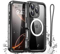 AICase Funda Impermeable Compatible con iPhone 16 Pro MAX con MagSafe a Prueba de Nieve, Polvo y Golpes, protección Total certificada IP68, Cubierta Sumergible Totalmente sellada-Negro