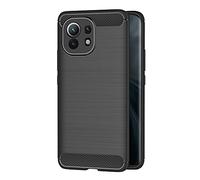 AICEK Funda Compatible Xiaomi Mi 11, Negro Silicona Fundas para Xiaomi Mi 11 Carcasa Mi 11 Fibra de Carbono Funda Case (6,81 Pulgadas)