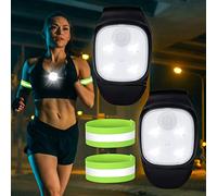 Aicharynic 2 lámparas LED con clip + 2 pulseras reflectantes, 4 modos de iluminación, luz intermitente, recargable por USB, linterna frontal LED pequeña para corredores, camping, jogger, pasear perros