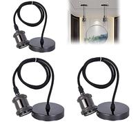 Aicharynic 3 unidades E27 lámpara de suspensión, casquillo E27 con cable E27, portalámparas con cable de 100 cm, lámpara colgante vintage con soporte de techo, lámpara colgante para casa, bar