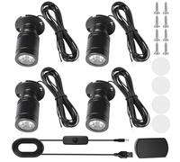 Aicharynic 4 unidades de mini focos, mini focos, pequeño acento, juego de luz blanca cálida, 3000 K, USB 5 V, foco de punto giratorio 360° para vitrinas, armarios y decoración