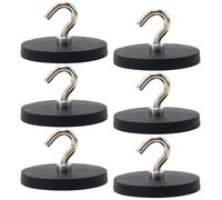 Aicharynic 6 ganchos magnéticos negros, 43 mm, imanes fuertes con ganchos, sin perforación, ganchos magnéticos de goma, extra fuertes, 10 kg, soporte magnético para puertas de hierro, frigoríficos,