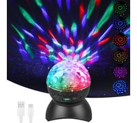 Aicharynic Bola de Disco LED para Niños: 1 Pieza Multifuncional Efectos de Luz Disco Activados por Música, USB Tipo C, para Cumpleaños de Niños (Negro)