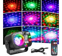 Aicharynic Bola de discoteca, luz LED RGB con 60 modos de luz, controlada por música y mando a distancia USB