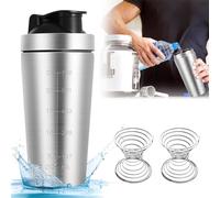 Aicharynic Coctelera de proteínas de acero inoxidable, 750 ml, batido de proteínas con bola en espiral, de acero inoxidable, sin BPA, para proteínas, dieta y fitness (TY652-shaker cup)