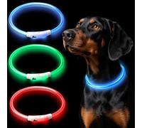 Aicharynic Collar luminoso para perro, 3 unidades, collar de perro LED, recargable por USB, con 3 modos de iluminación, collar impermeable y luminoso, longitud ajustable, collar de seguridad para