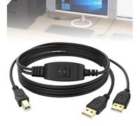 Aicharynic Divisor de cable de impresora USB B, 2 cables de impresora USB-A a USB-B con botón de alternancia, 2 en 1 USB impresora cable distribuidor para dos ordenadores, impresoras, faxes, escáneres