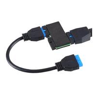 Aicharynic Divisor de placa base USB 3.0 de 19 pines, cable de panel frontal USB, 1 a 2 cables de extensión, diseño modular, USB 30 de 20 pines, cable divisor de alta velocidad con chip para ordenador