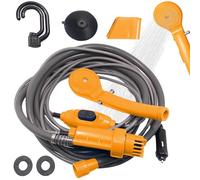 Aicharynic Ducha de camping, 12 V portátil de camping con bomba, juego de duchas móviles con cabezal de ducha y manguera, ducha de camping, manguera portátil para camping, viajes, jardín, limpieza de