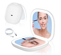 Aicharynic Espejo de Bolsillo LED Con Aumento 1X/10X, Luz Regulable, 2 Lados, Plegable, Regalo Para Niñas