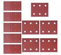 Aicharynic Juego de 50 papel de lija, 102 mm x 114 mm, grano 40/60/80/100/120, 6 agujeros, hoja de lija compatible con Makita BO4555 BO4554 BO4561