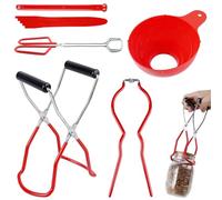 Aicharynic Juego de 6 embudos de acero inoxidable, rojo, para condimentos, líquidos, conservas