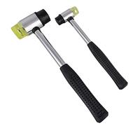 Aicharynic Martillo de goma de doble cabeza, 22 mm + 35 mm, martillo de goma, mango de tubo de acero con mango antideslizante para madera, plástico, cuero y artesanías