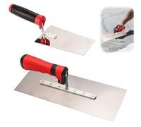Aicharynic Paleta de albañilería de acero inoxidable: juego de 2 paletas de alisado de acero inoxidable, juego de espátulas con mango de goma, herramienta de yeso para hormigón, yeso